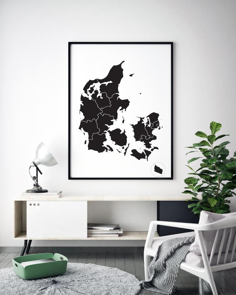 Bildverkstad Map - Danmark - Black Poster