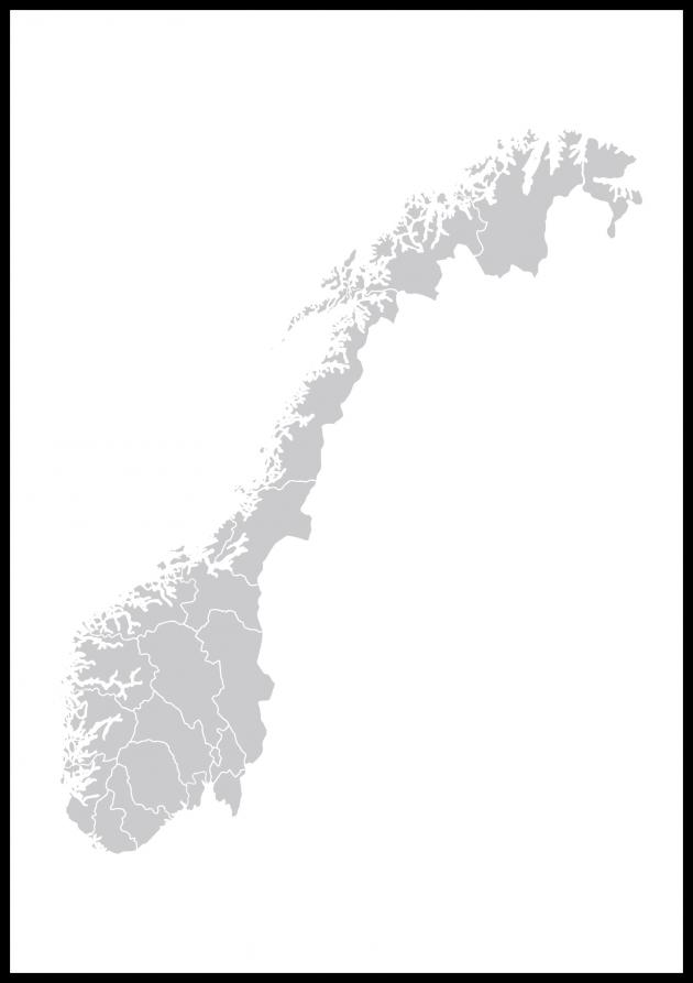 Bildverkstad Map - Norge - Grey Poster