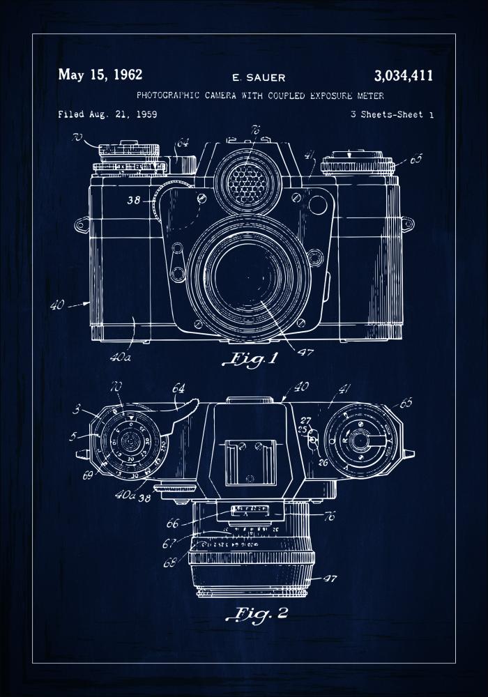 Bildverkstad Patent drawing - Camera I - Blue Poster