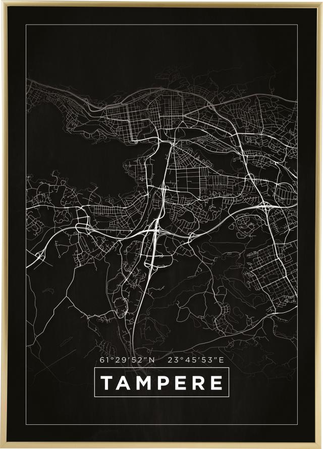Bildverkstad Map - Tampere - Black Poster