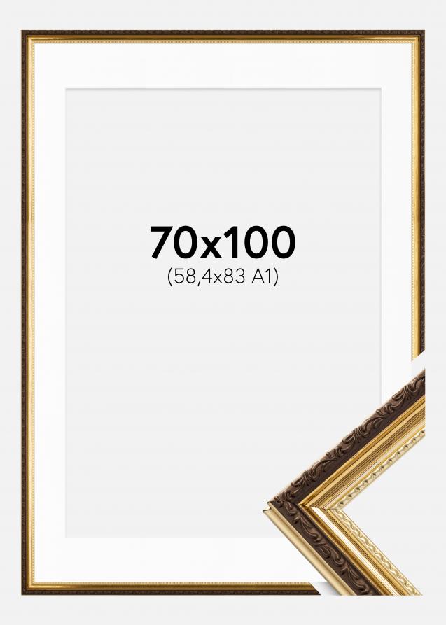 Ram med passepartou Frame Abisko Gold 70x100 cm - Picture Mount White 59.4x84 cm (A1)