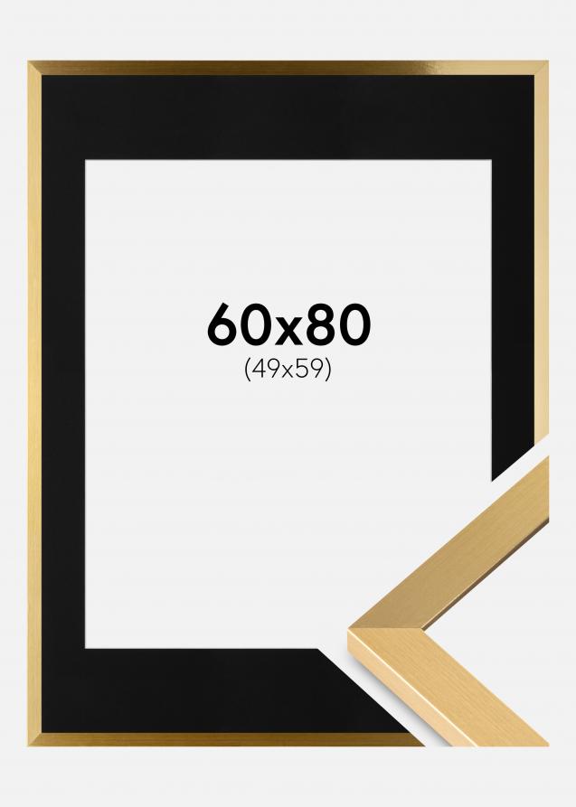 Ram med passepartou Frame Selection Gold 60x80 cm - Picture Mount Black 50x60 cm