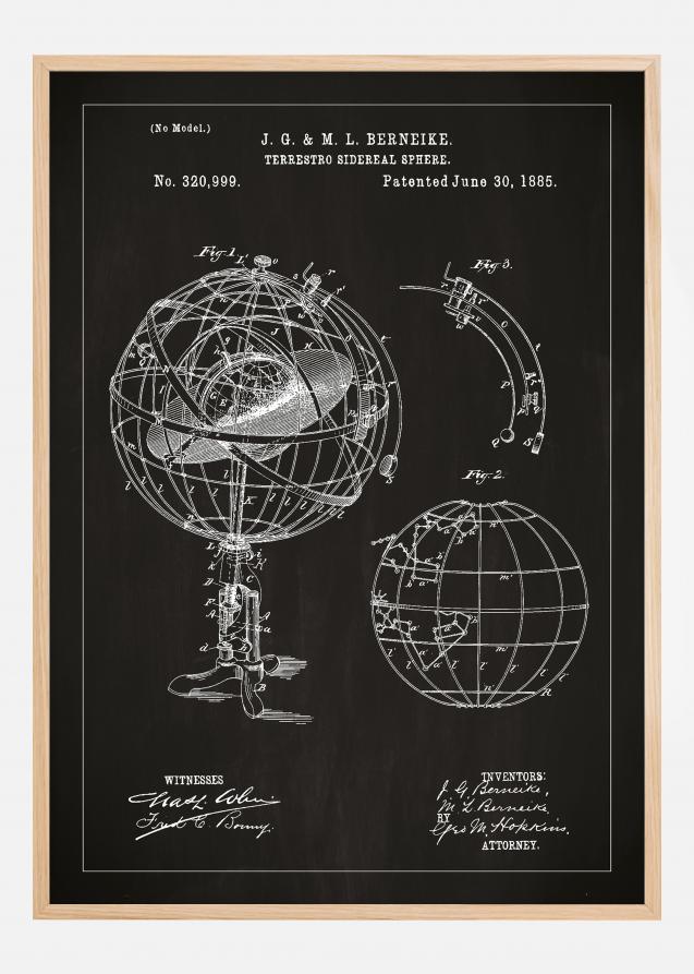 Bildverkstad Patent drawing - Astronomical globe - Black Poster