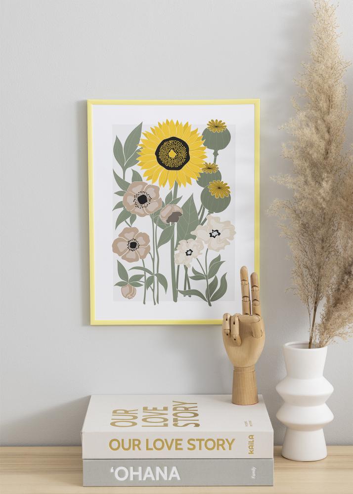 Ram med passepartou Frame New Lifestyle Pale Yellow 70x100 cm - Picture Mount Black 61x91.5 cm