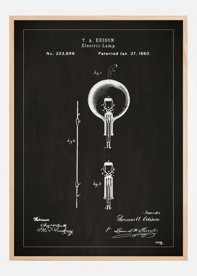 Bildverkstad Patent drawing - Lightbulb B - Black Poster