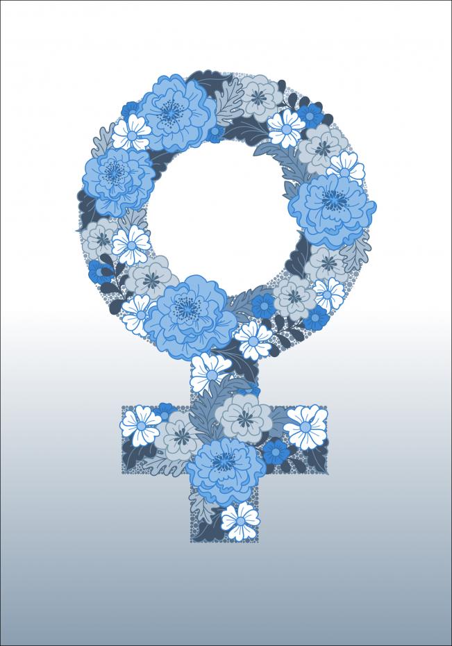 Bildverkstad Feminist flower blue Poster