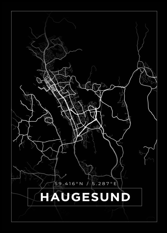 Bildverkstad Map - Haugesund - Black Poster