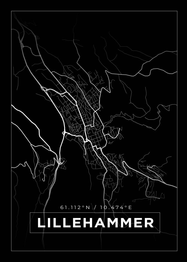 Bildverkstad Map - Lillehammer - Black Poster