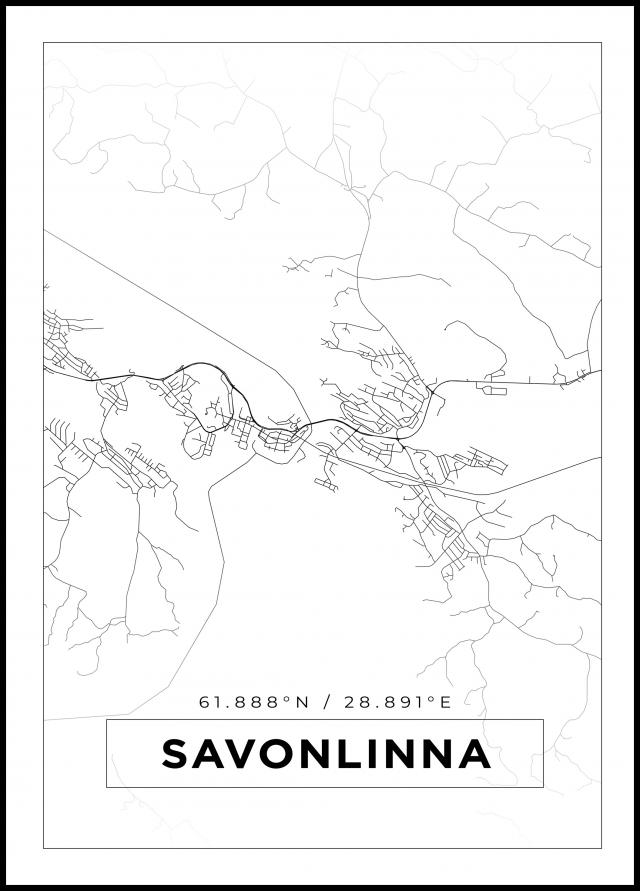 Bildverkstad Map - Savonlinna - White Poster