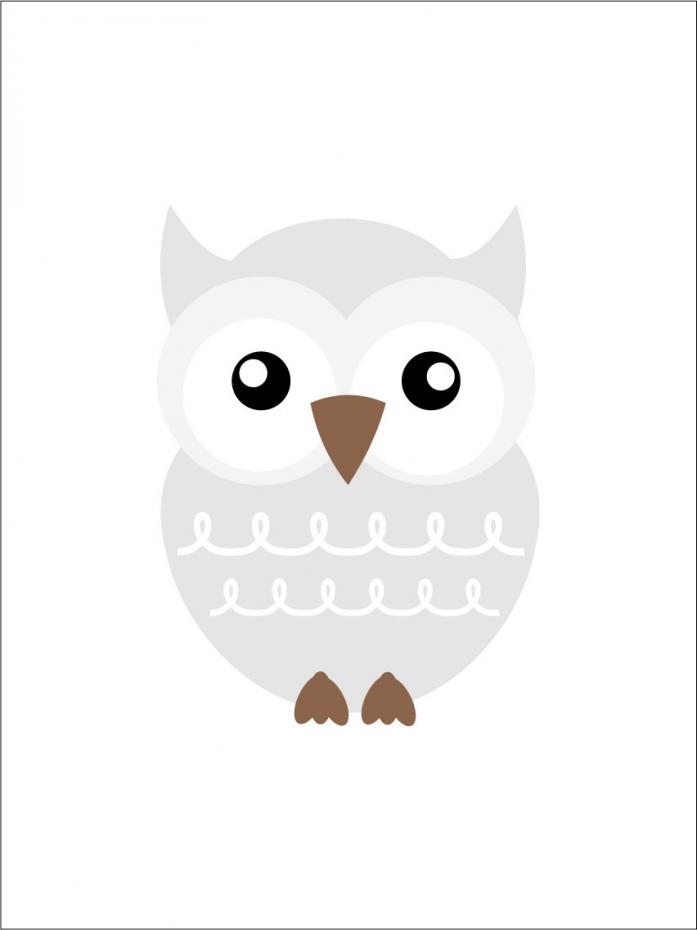Bildverkstad Owl Solo - Misty grey Poster