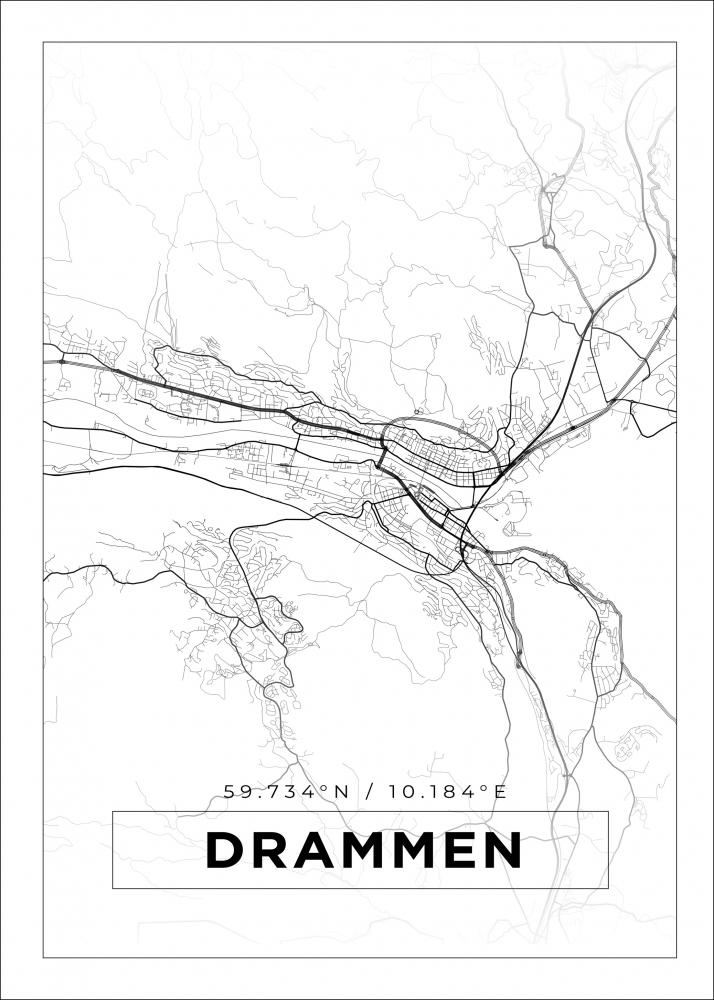 Bildverkstad Map - Drammen - White Poster