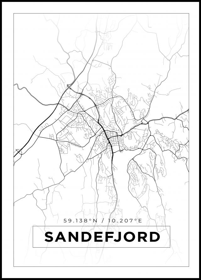 Bildverkstad Map - Sandefjord - White Poster
