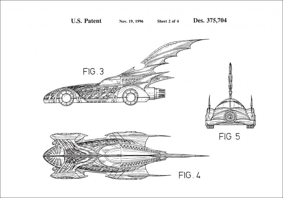 Bildverkstad Patent drawing - Batman - Batmobile 1996 II Poster
