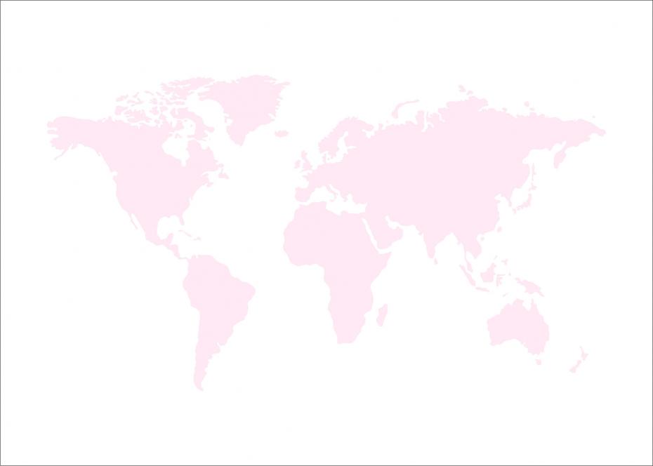 Bildverkstad World map Rose pink Poster