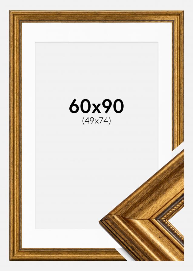 Ram med passepartou Frame Rokoko Gold 60x90 cm - Picture Mount White 50x75 cm