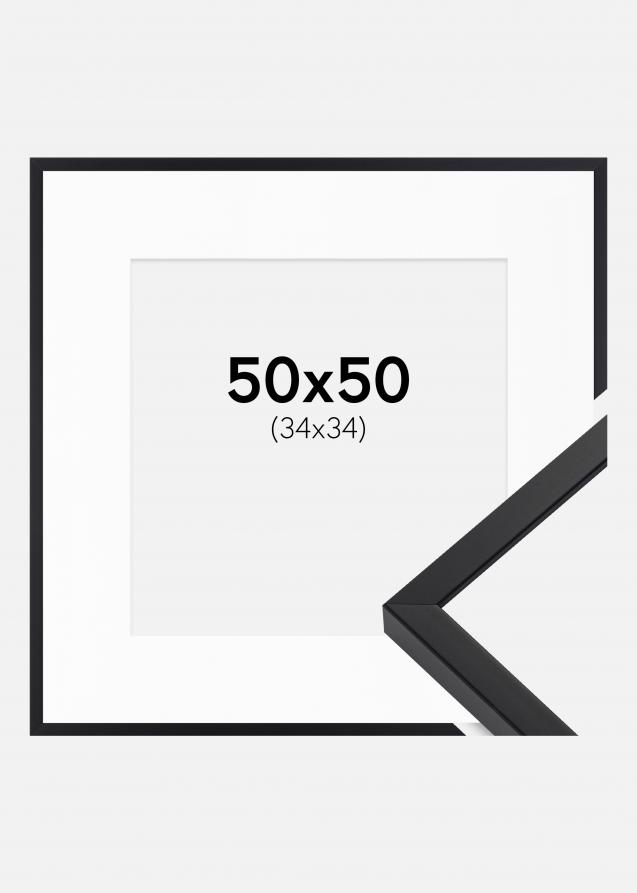 Ram med passepartou Frame E-Line Black 50x50 cm - Picture Mount White 35x35 cm