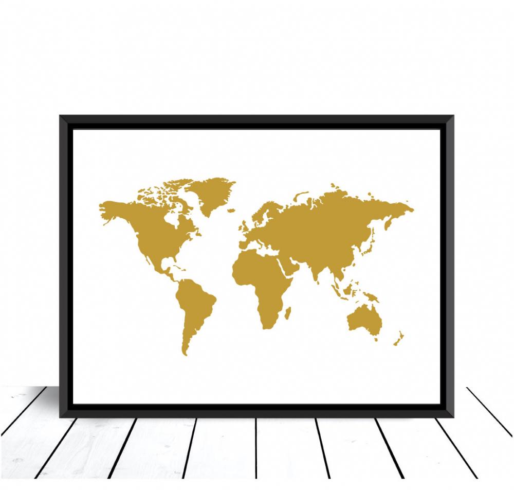 Bildverkstad World map Gold Poster