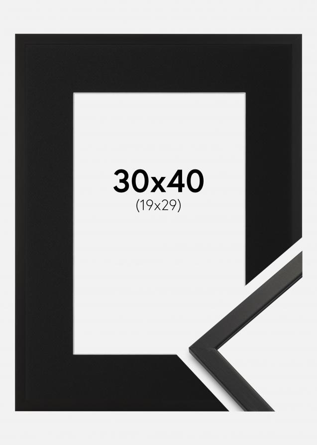 Ram med passepartou Frame Edsbyn Black 30x40 cm - Picture Mount Black 20x30 cm