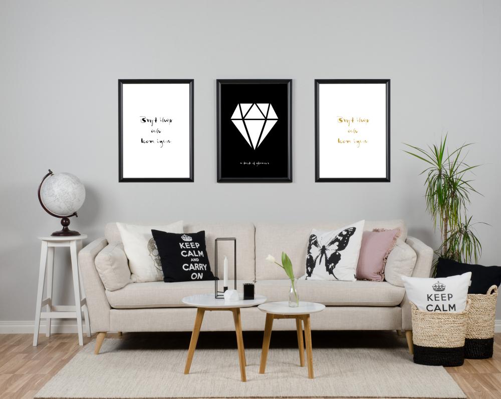 Malimi Posters Diamond - Black with white print Poster