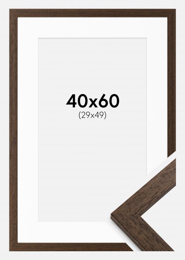 Ram med passepartou Frame Brown Wood 40x60 cm - Picture Mount White 30x50 cm
