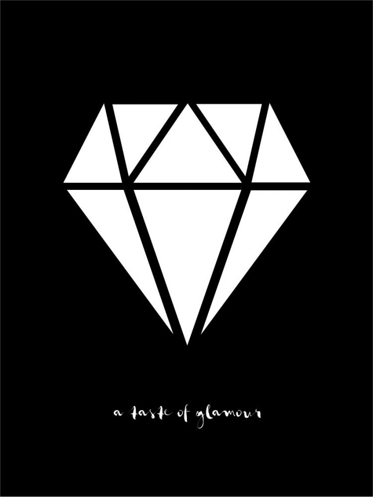 Malimi Posters Diamond - Black with white print Poster