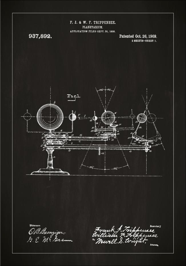 Bildverkstad Patent drawing - Planetarium - Black Poster