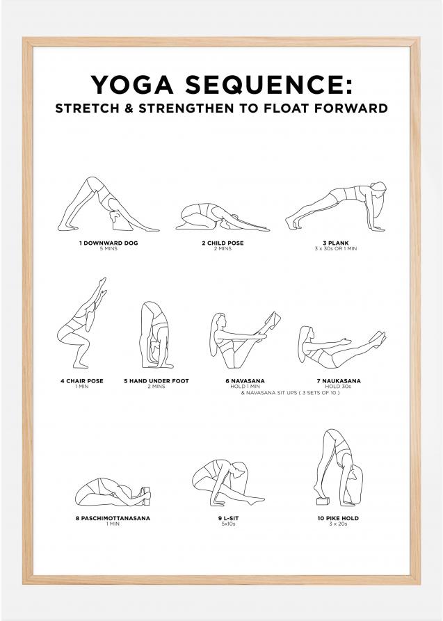 Lagervaror egen produktion Yoga Sequence - Stretch & Strengthen To Float Forward - White Poster