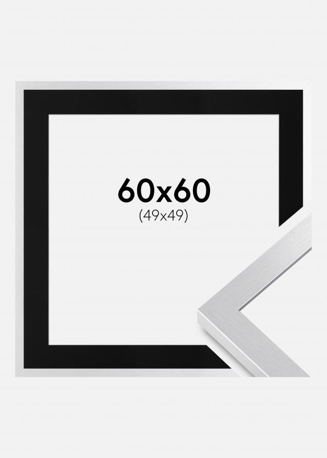 Ram med passepartou Frame Selection Silver 60x60 cm - Picture Mount Black 50x50 cm