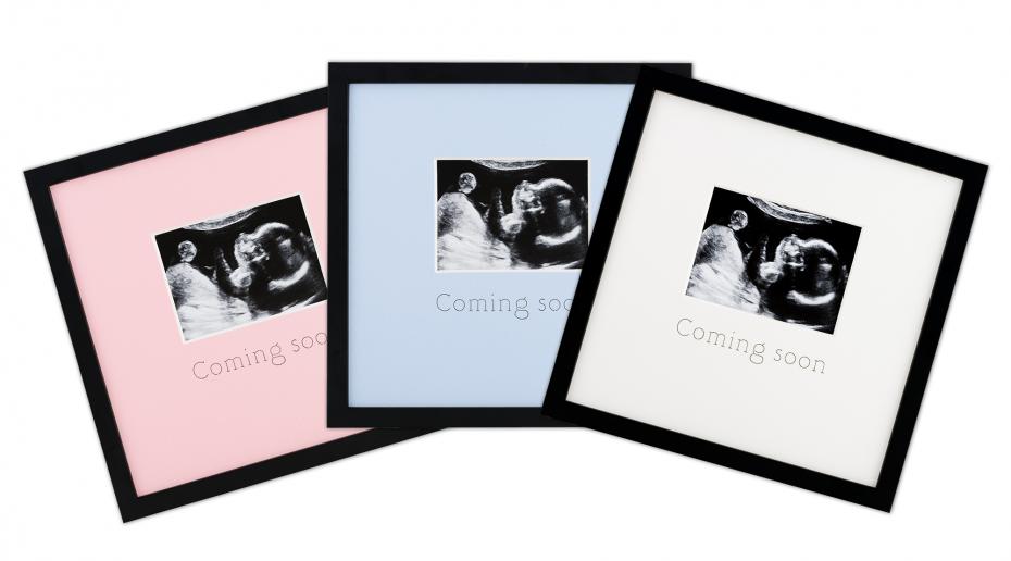Egen tillverkning - Passepartouter Picture frame for ultrasound image - Coming soon - Blue - 20x20 cm