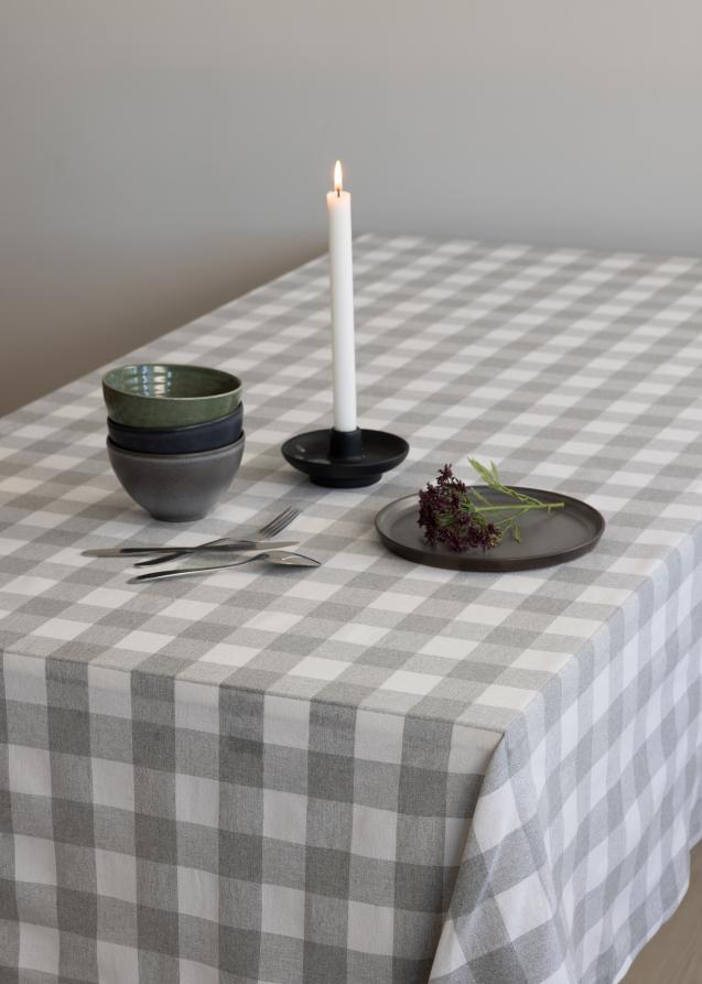 Recycled by wille Tablecloth Sture - Light Grey/White 140x350 cm