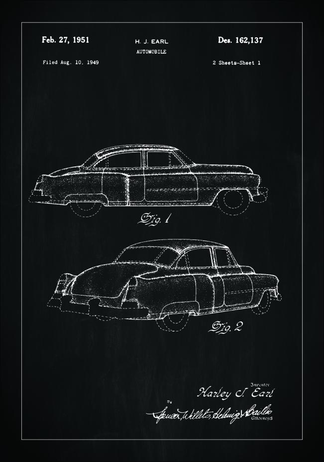Bildverkstad Patent drawing - Cadillac I - Black Poster