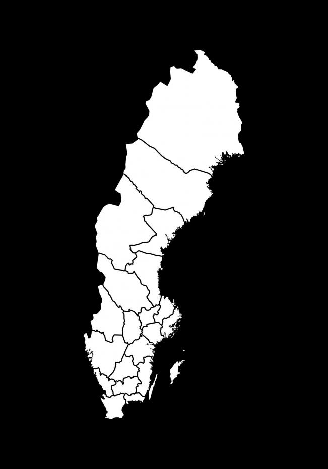 Bildverkstad Map of Sweden White Poster