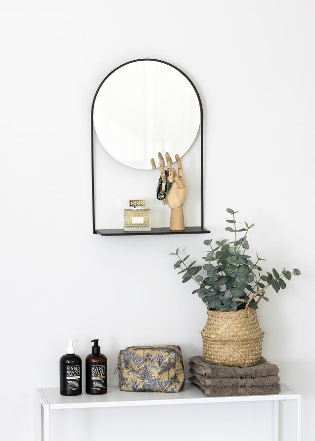 KAILA KAILA Round Mirror with shelf - Black 35x55 cm