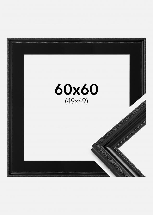 Ram med passepartou Frame Abisko Black 60x60 cm - Picture Mount Black 50x50 cm