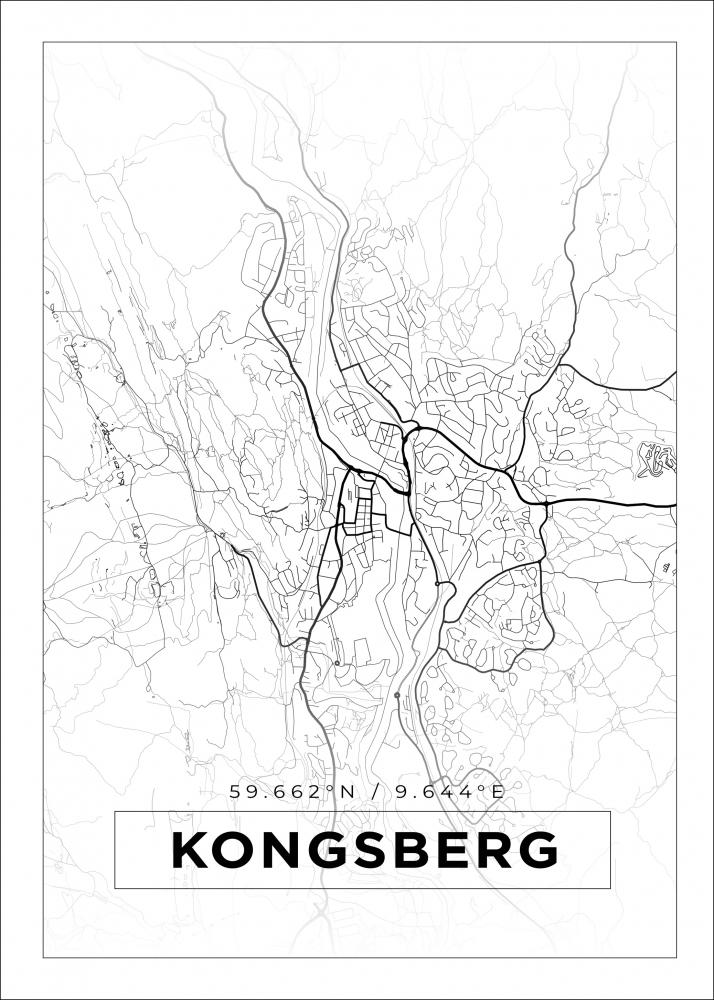 Bildverkstad Map - Kongsberg - White Poster