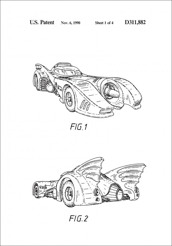 Bildverkstad Patent drawing - Batman - Batmobile 1990 I Poster