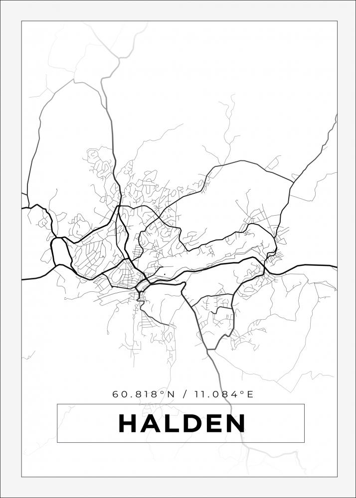 Bildverkstad Map - Halden - White Poster