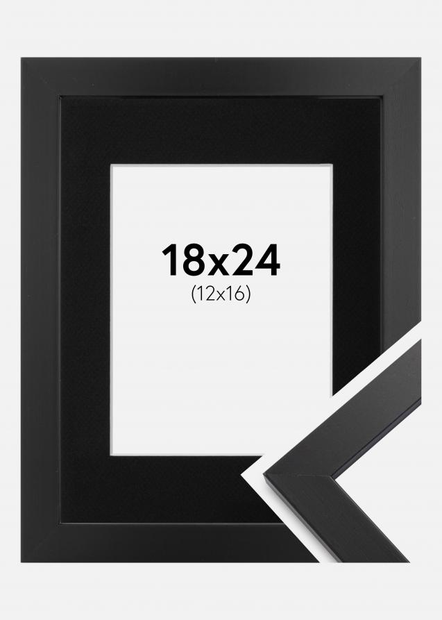 Ram med passepartou Frame Black Wood 18x24 cm - Picture Mount Black 13x17 cm