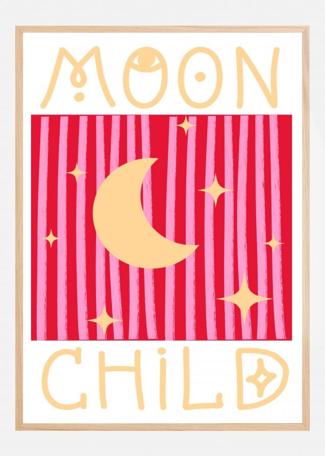 Bildverkstad Pink and Red Moon Child Poster