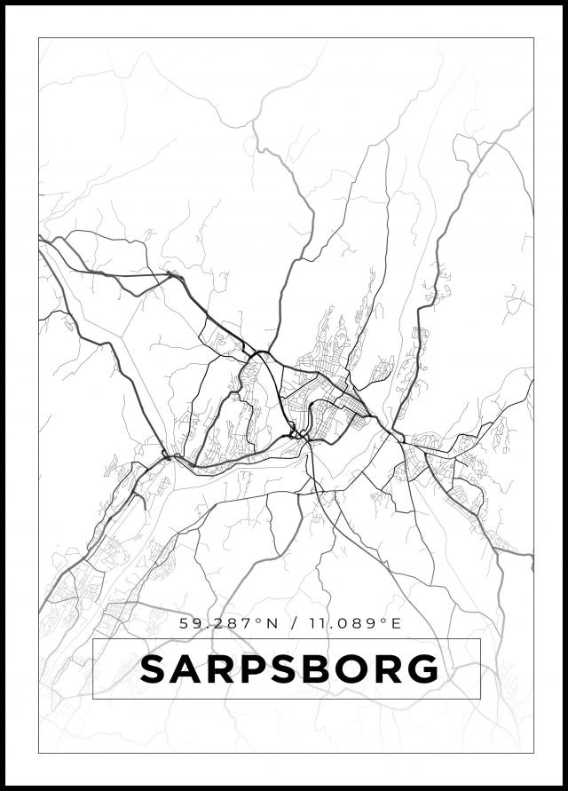 Bildverkstad Map - Sarpsborg - White Poster