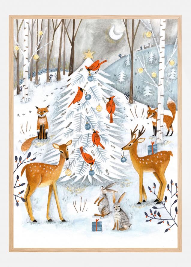 Bildverkstad Christmas in the winter animal forest Poster