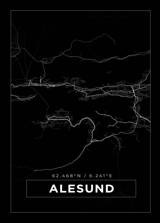 Bildverkstad Map - Alesund - Black Poster