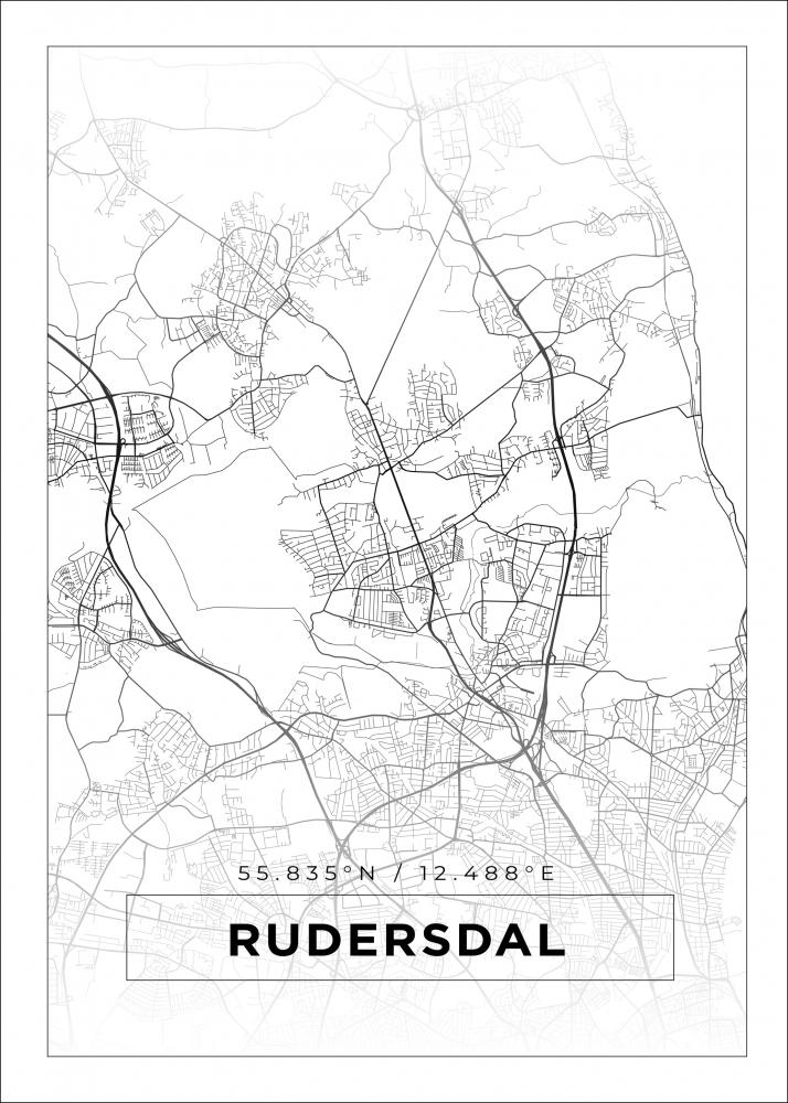 Bildverkstad Map - Rudersdal - White Poster