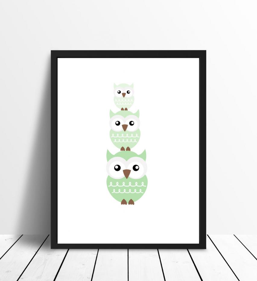 Bildverkstad Owl Triss - Mint green Poster