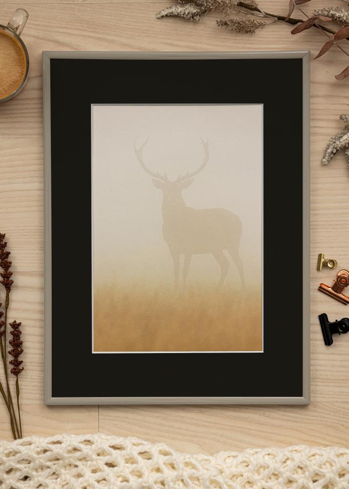 Ram med passepartou Frame New Lifestyle Earth Grey 70x100 cm - Picture Mount Black 62x93 cm