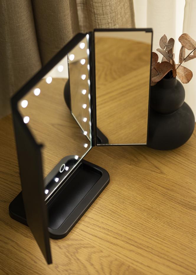 KAILA KAILA Make-up Mirror Tri-Fold Magnifying Black 30x20 cm