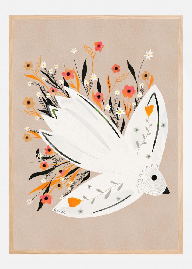 Bildverkstad Seagull in Flowers illustration Poster