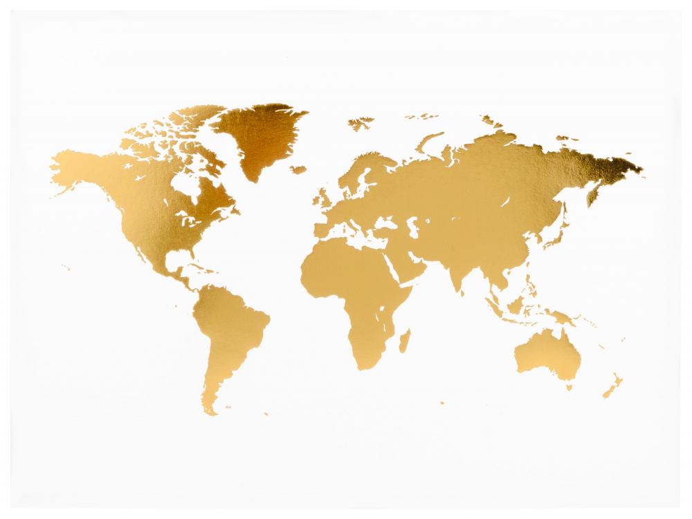 Gteborgstryckeriet World map Gold - Foil Poster