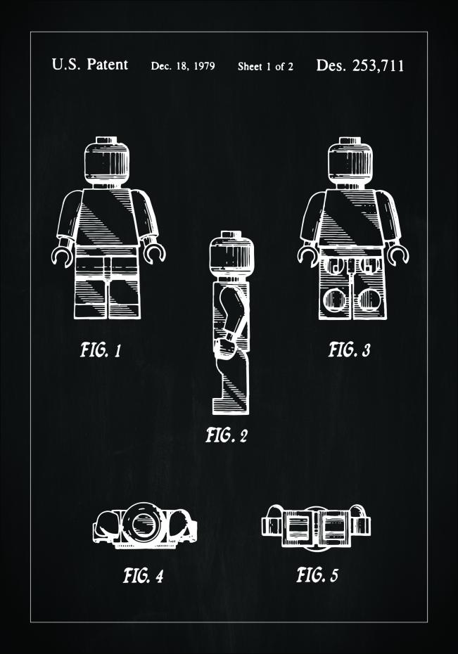 Bildverkstad Patent drawing - Lego I - Black Poster
