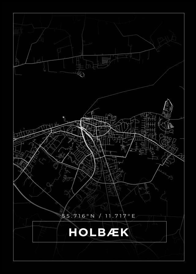 Bildverkstad Map - Holbæk - Black Poster